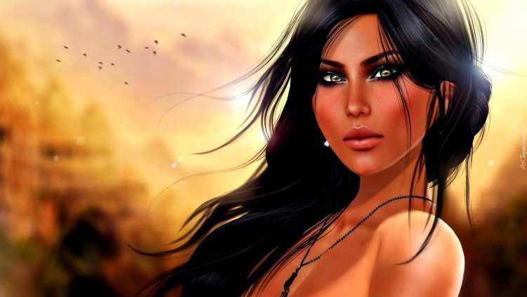 Смуглая брюнетка арт