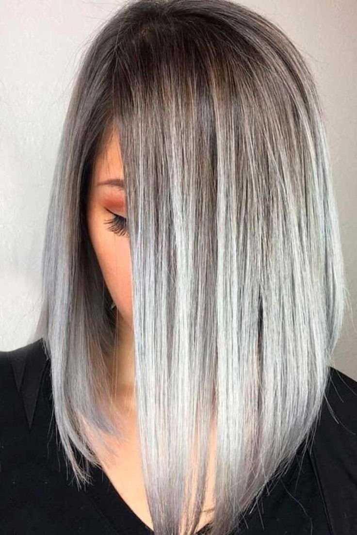 Пепельное окрашивание на каре балаяж