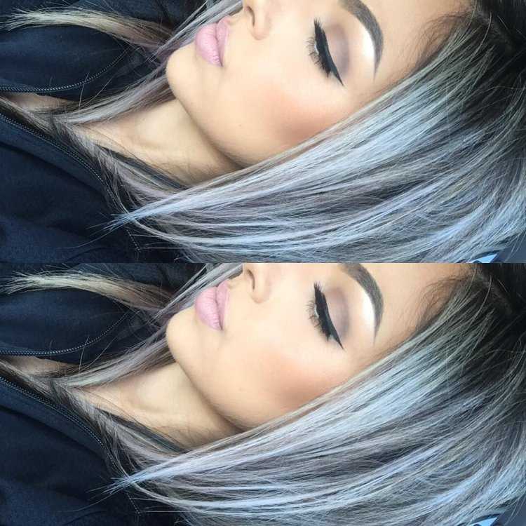 Мелирование волос пепельный с синим оттенком