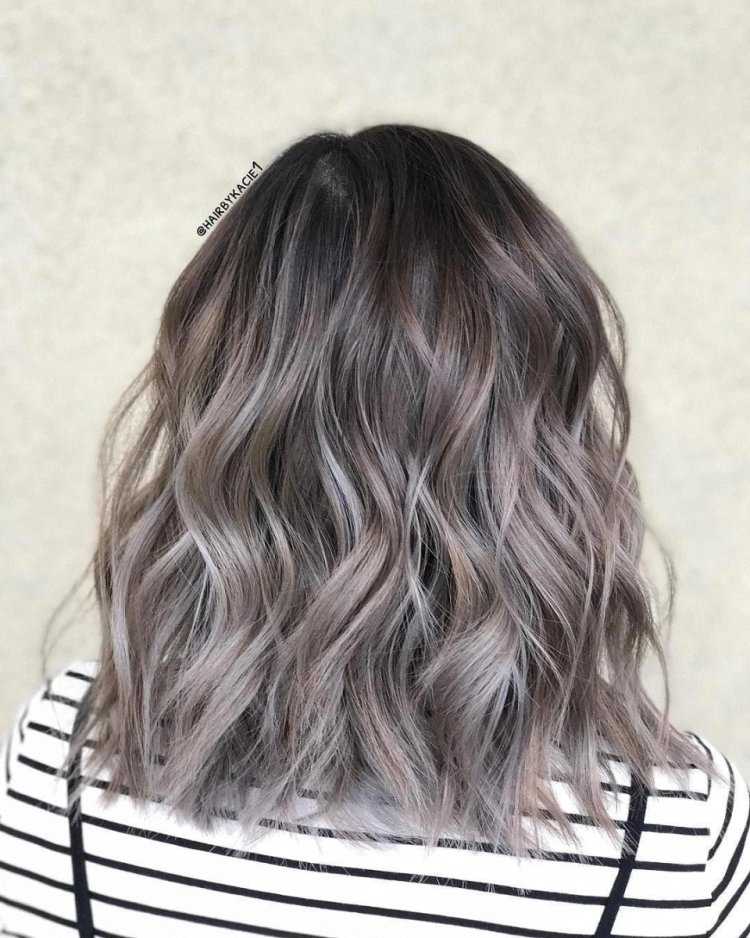 Каре балаяж каштаново-пепельный