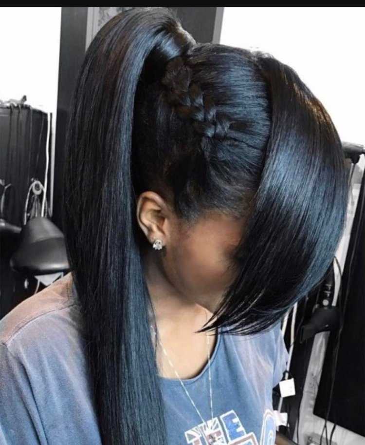 Черные волосы в хвосте