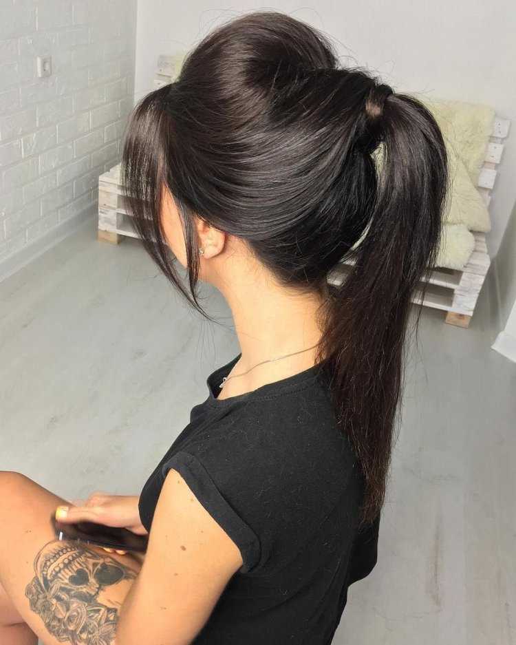 Брюнетка с высоким хвостом