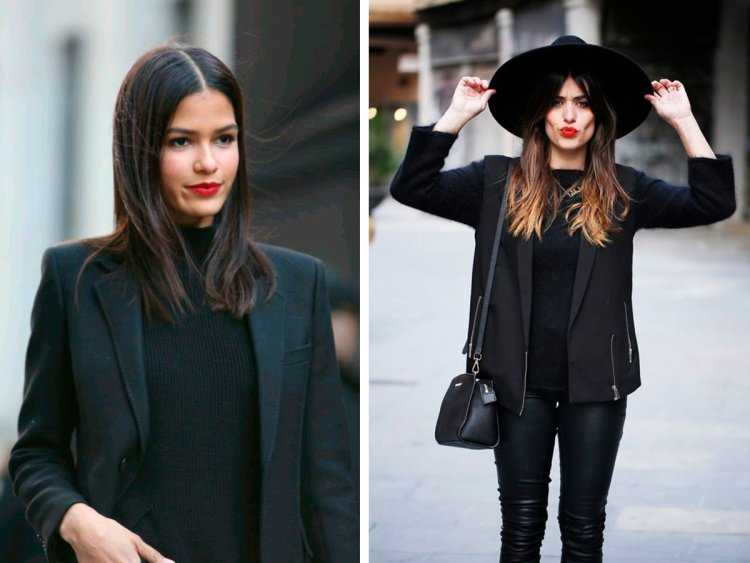 Черная одежда, красные губы