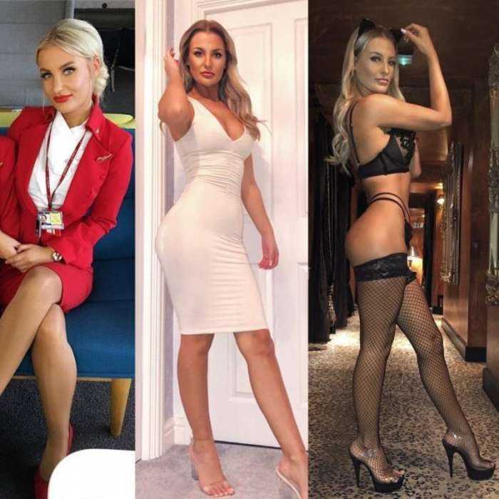 Молодые и красивые стюардессы в форме и без нее