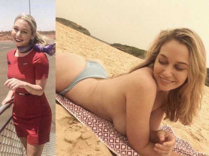 Молодые и красивые стюардессы в форме и без нее